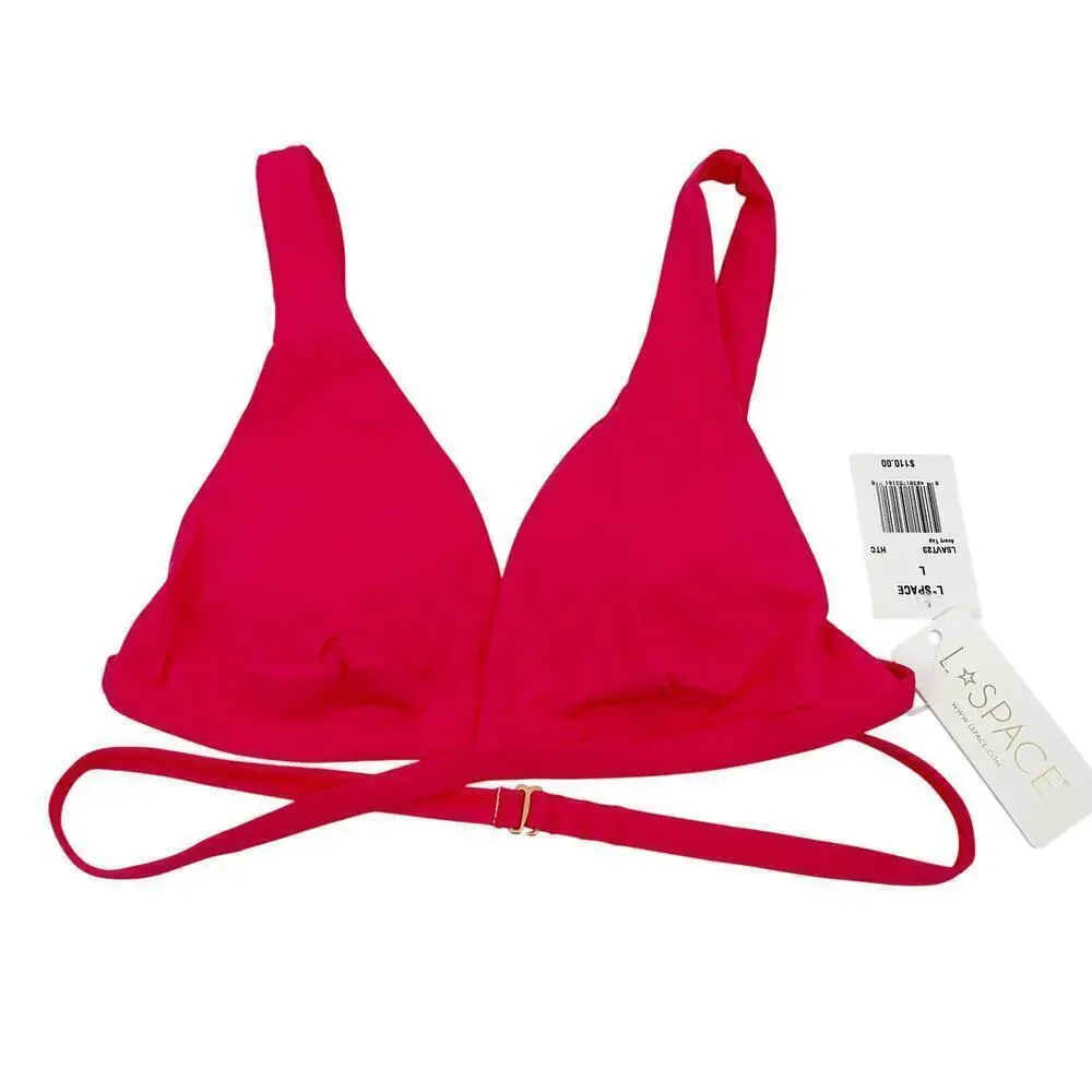 L*Space Avery Strappy Bikini Top in Hot Cherry Size Large NEW With Tags!